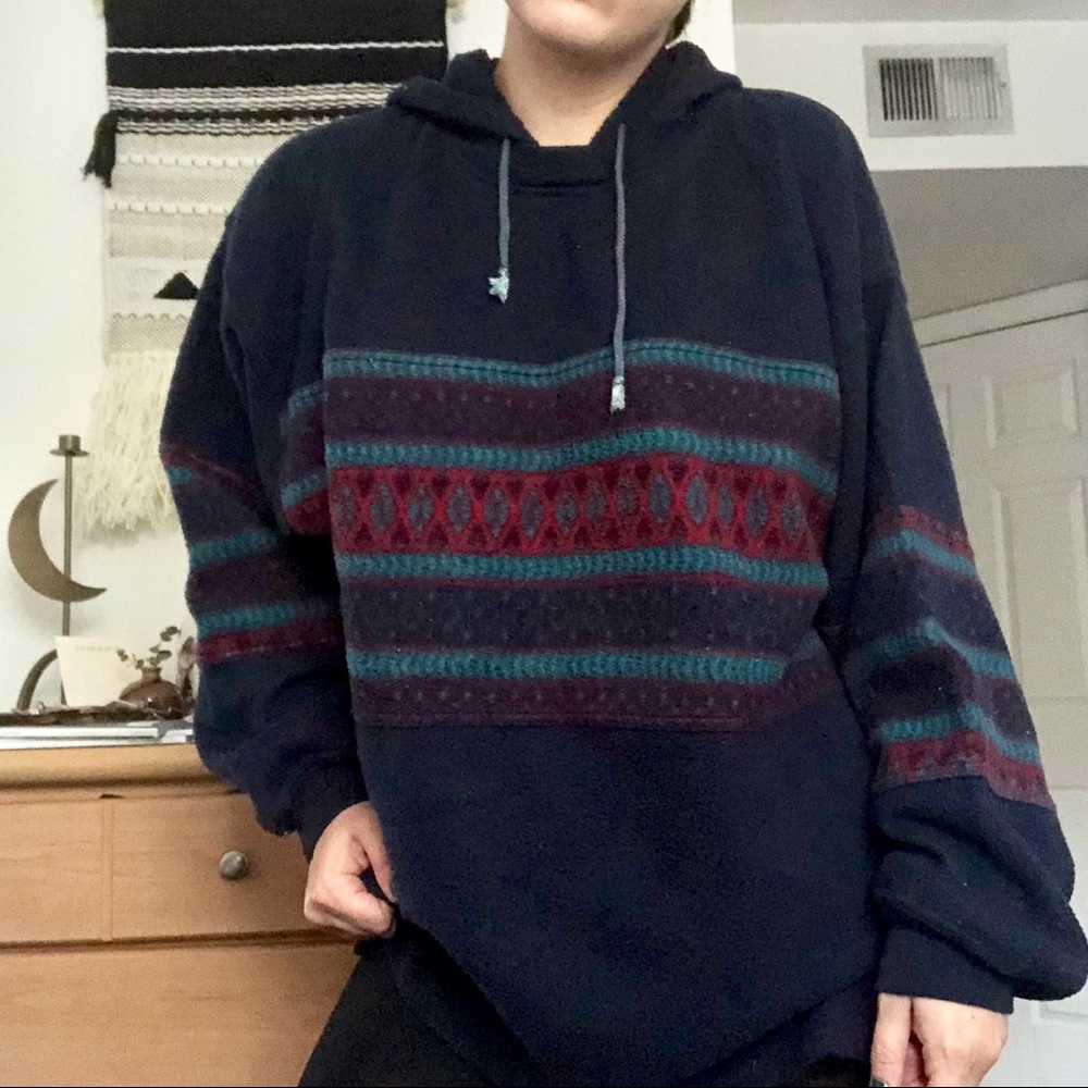 VTG print fleece hoodie